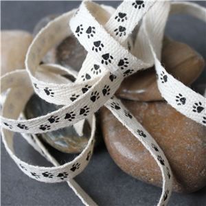 Cotton Ribbon Print - Paw Prints